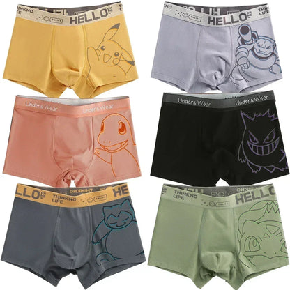 Pokémon Anime Boxer Briefs - Men’s & Boys’ Charmander, Charizard, Bulbasaur, Gengar & Pikachu Underwear