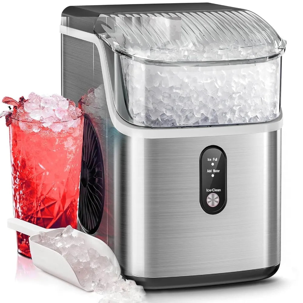 Sonic Ice Maker – 35lbs/Day Capacity, Self-Cleaning, with Scoop & Basket Ice Machine