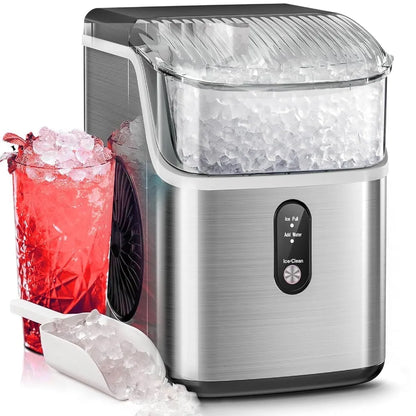 Sonic Ice Maker – 35lbs/Day Capacity, Self-Cleaning, with Scoop & Basket Ice Machine