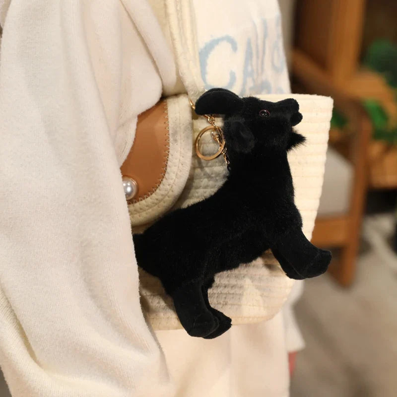 30/40cm Ranch Animal Plush Toy — Soft Lifelike Black & White Goat Simulation Doll, Cute Mountain Animal for Kids, Halloween Gift