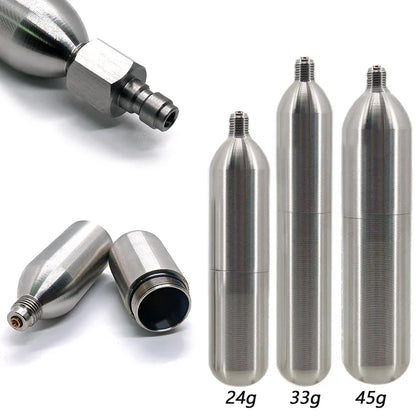 3/8-24UNF CO2 Cartridges – High Pressure Stainless Steel Rechargeable Cylinder for Oxygen Training, Scuba & Rescue Vest