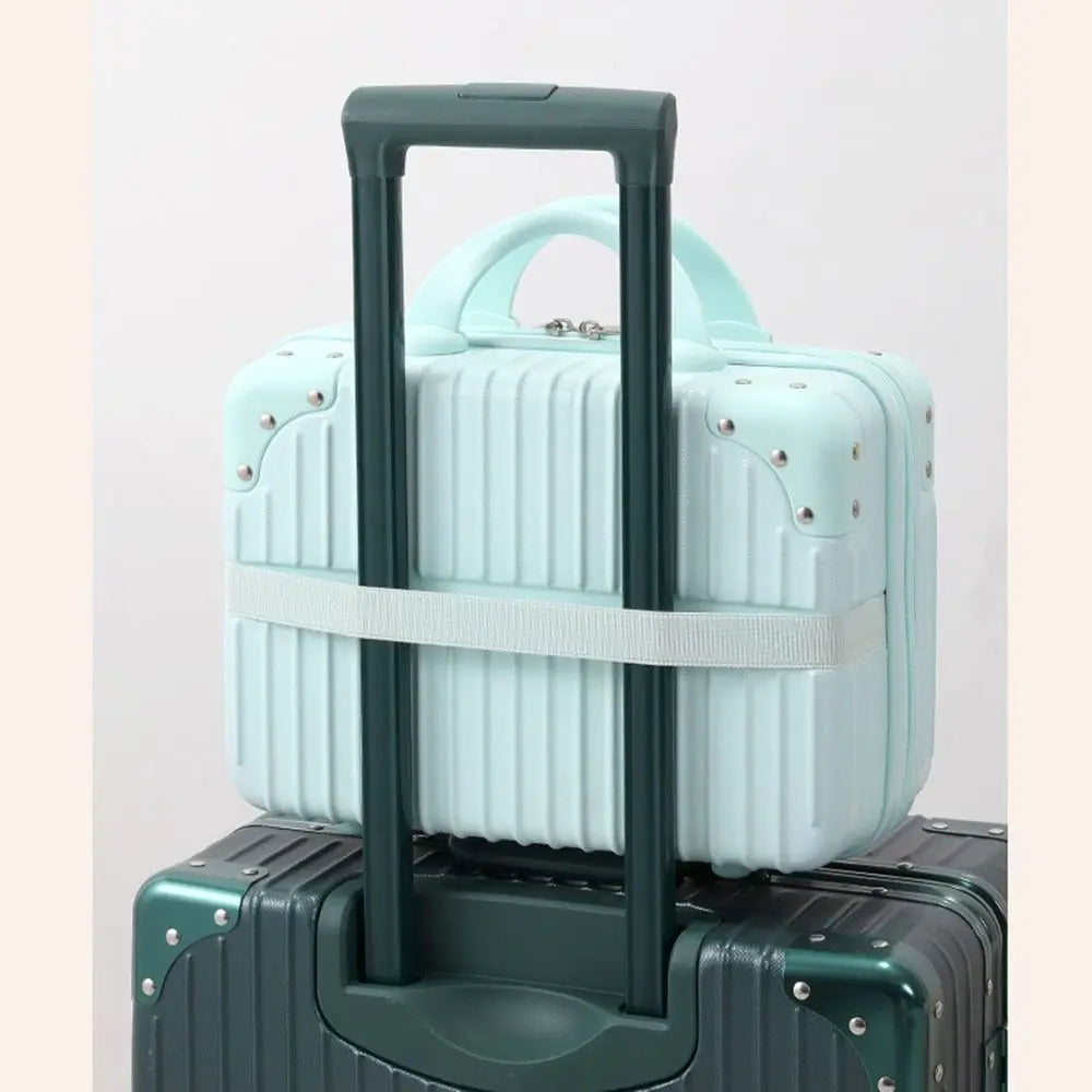 14-Inch Mini Travel Suitcase Cosmetic Box - Hand Luggage Organizer with Password Lock, Small Makeup Case for Boarding