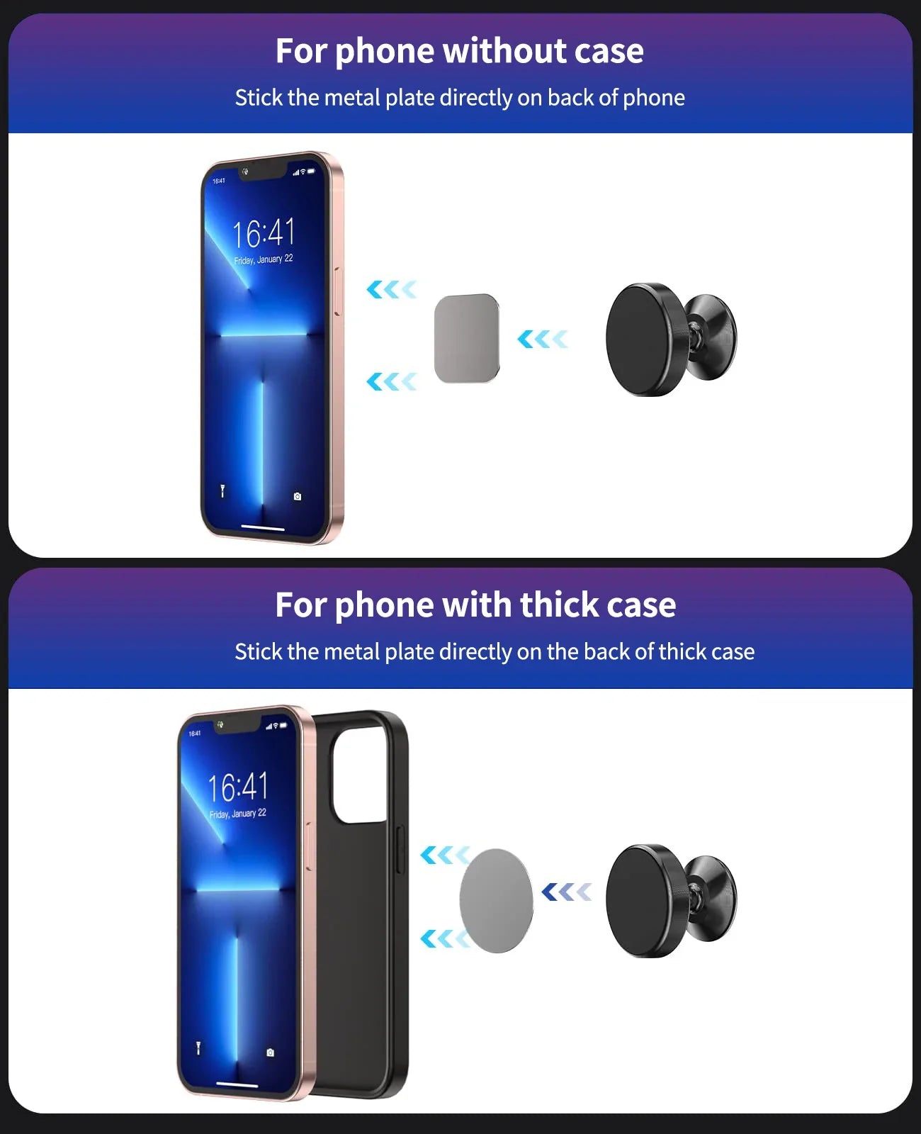 Dual Magnetic Gym Phone Holder - 360° Rotation, Double-Sided Strong Magnet for Workout Videos, Fits Any Smartphone