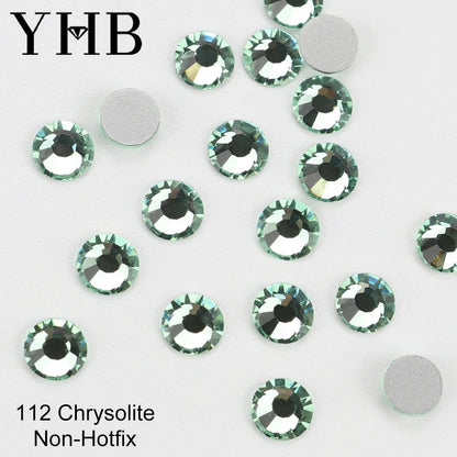 YHB Cold Fix Crystal Flatback Rhinestones - Silver Back Non Hotfix DIY Gems for Nail Art, Bags, Shoes, Garments & Phone Decoration