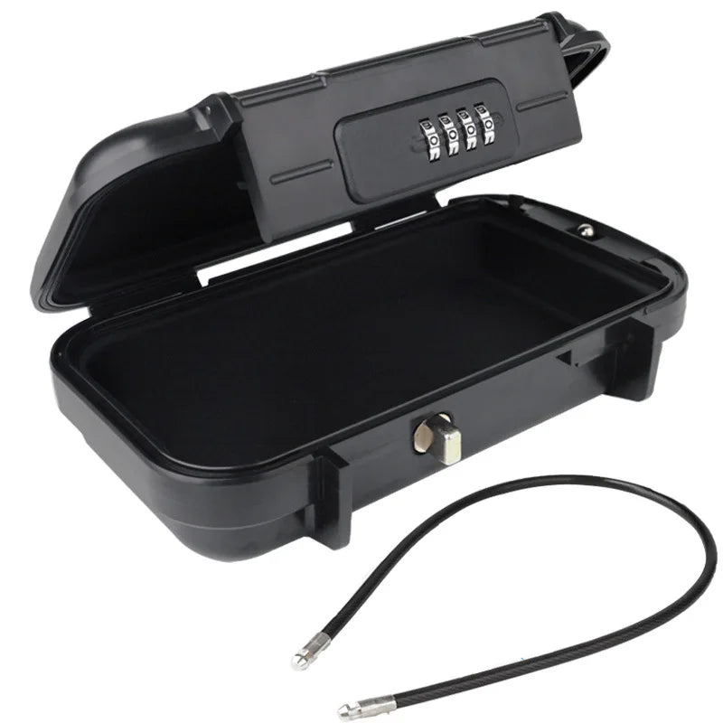 Portable Travel Safe Box – Large Capacity Security Lockbox with Code & Key, Waterproof, Removable Cable Handle