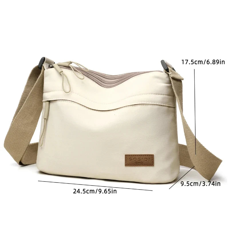High-Capacity Canvas Crossbody Bag - Multi-Pocket Shoulder Purse for Women and Everyday Shopping