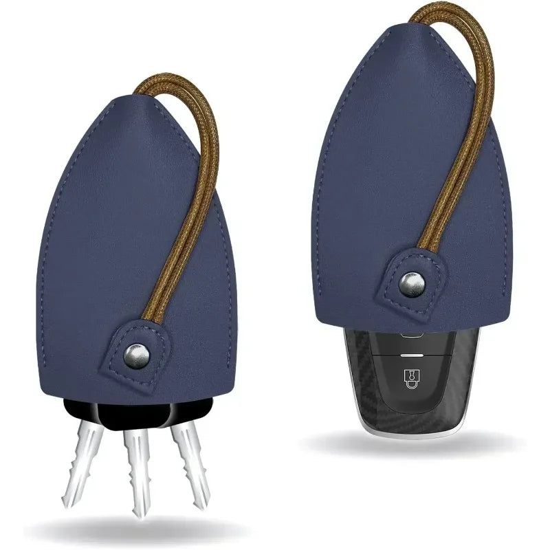 Creative Pull-Out Leather Key Case Cover - Large-Capacity Sleeve Keychain Bag, Cute Car Key Fob Protector with Holder Hook