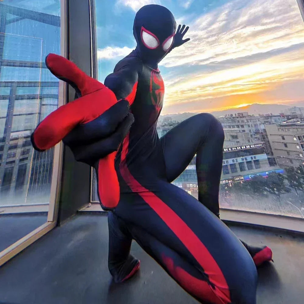 Anime Superhero Cosplay Spider-Man Bodysuit — Miles & Gwen Halloween Carnival Party Couple Costume