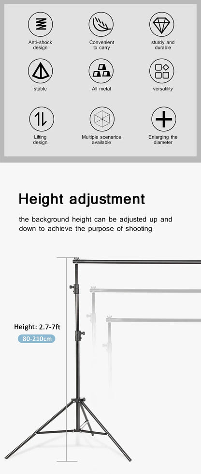 Photography Studio Backdrop Stand — Photo & Video Background Support System Kit