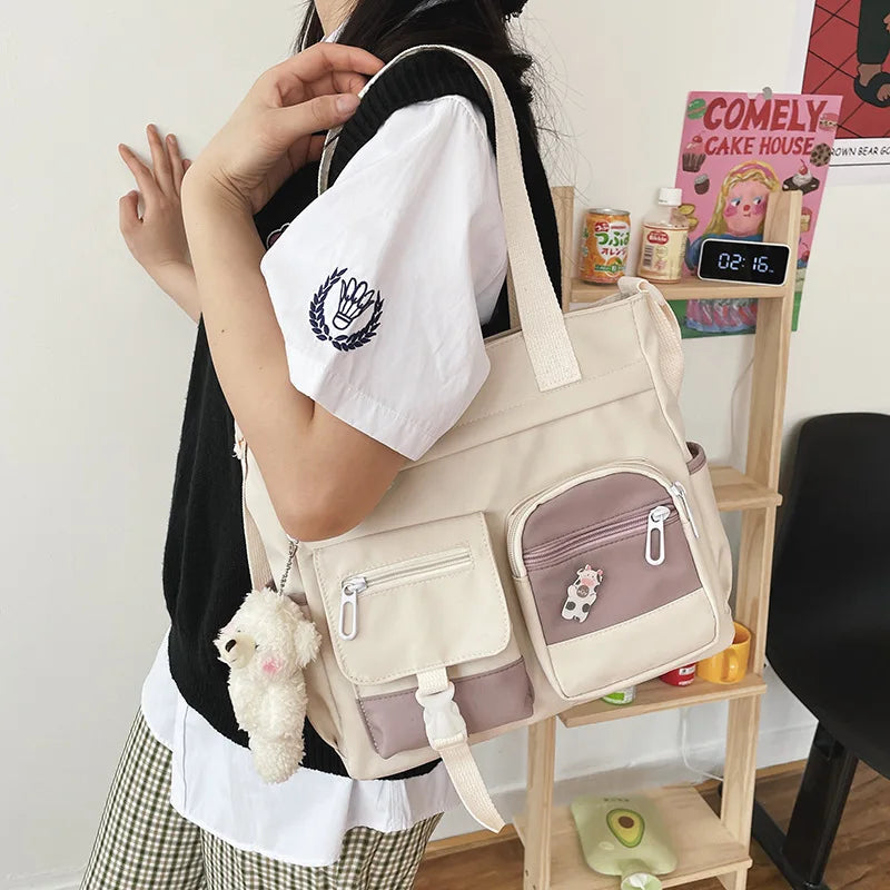 Waterproof Canvas Women’s Handbag – Nylon Shoulder Tote, Oxford Crossbody Messenger Bag for Girls