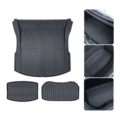 Tesla Model 3 Highland 2024 TPE Trunk Mats – Waterproof Front & Rear Layered Carpet Pads