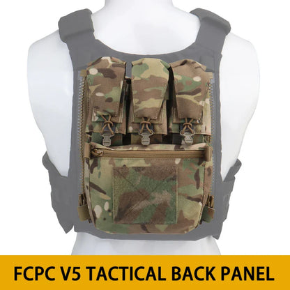 V5 FCPC Sport Vest Back Panel – Zippered Backplate with Expansion Bag & Triple Pouch for Airsoft Vest Plate Carrier Accessories