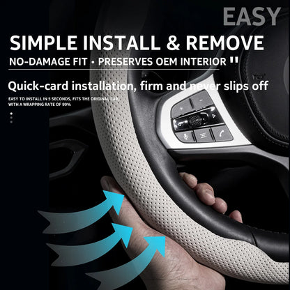 Ultra-Thin Car Steering Wheel Cover - Universal All-Season Anti-Slip Suede Interior Accessory