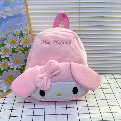 Kuromi Cinnamoroll & My Melody Plush Backpack – Adorable Large-Capacity Kawaii Design, Soft Cartoon Character Bag