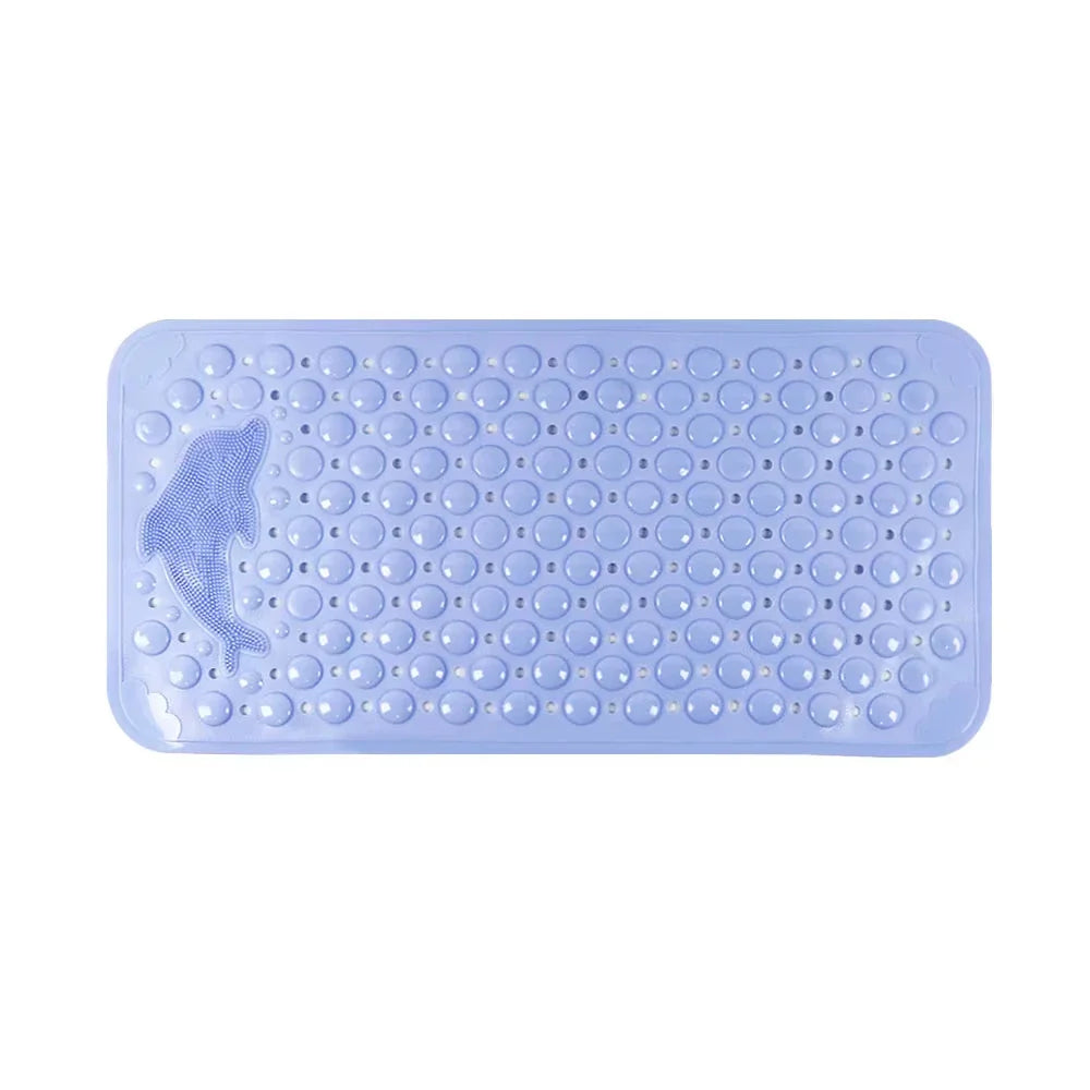 Dolphin Rectangular Non-Slip Bath Mat – 35x70cm PVC Anti-Skid Bathroom & Bathtub Foot Rug