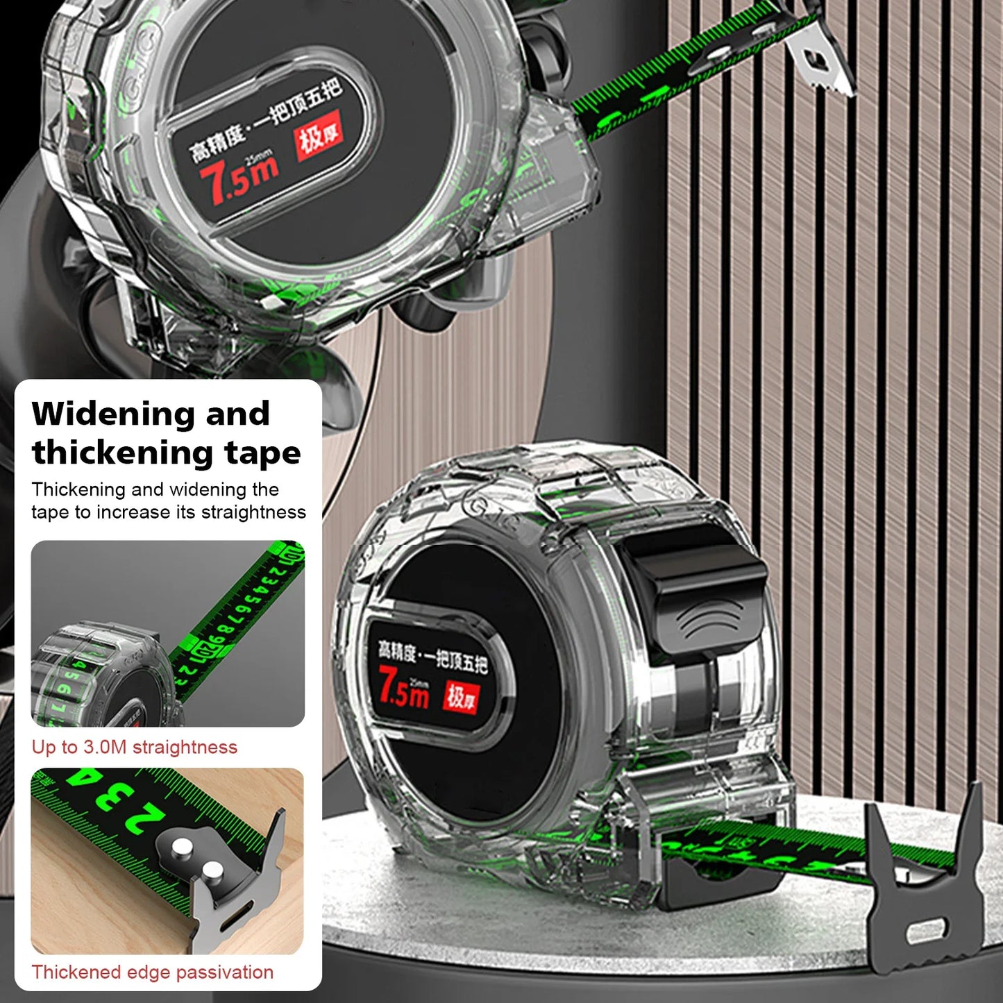 10M Black Fluorescent Tape Measure: High Precision, Thickened, Wear-Resistant, and Drop-Proof