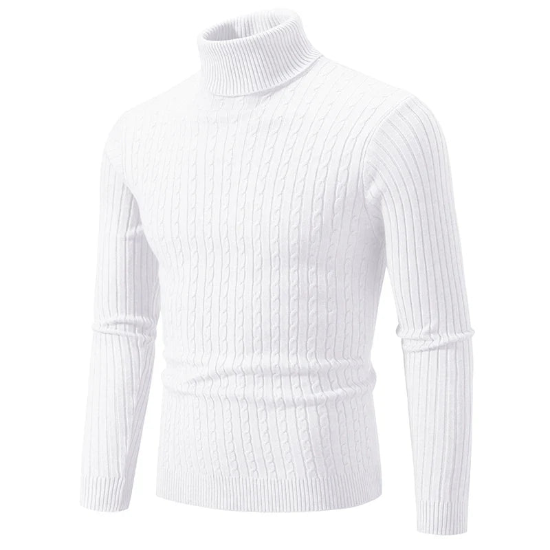 Men's High Neck Turtleneck Sweater - Warm Knitted Pullover Winter Casual Outdoor Top