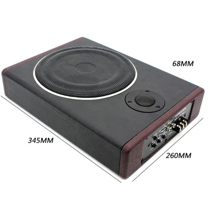 Powerful 8-Inch Ultra Thin Car Subwoofer with Metal Cover - 12V 600W Active Under Seat Car Subwoofer for Deep Bass