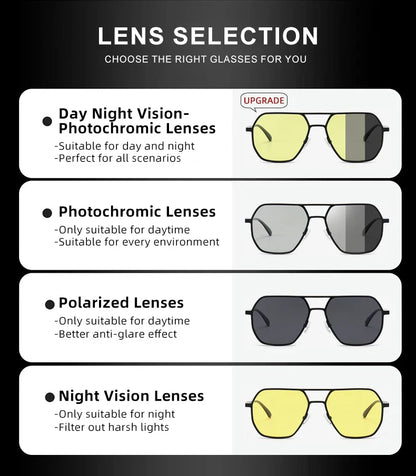 CLLOIO Fashion Aluminum Photochromic Sunglasses – Polarized Chameleon Anti-Glare Driving Glasses for Men & Women