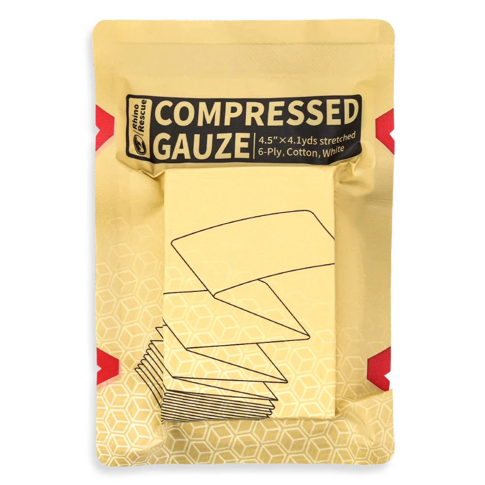RHINO RESCUE Sterile Compressed Gauze for Emergency Wound Dressing – First Aid & Trauma Kit Essential
