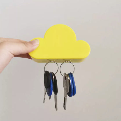 Creative 3D Cloud Magnet Keychain Holder - Wall-Mounted Neodymium Magnetic Key Hanger for Home Decor