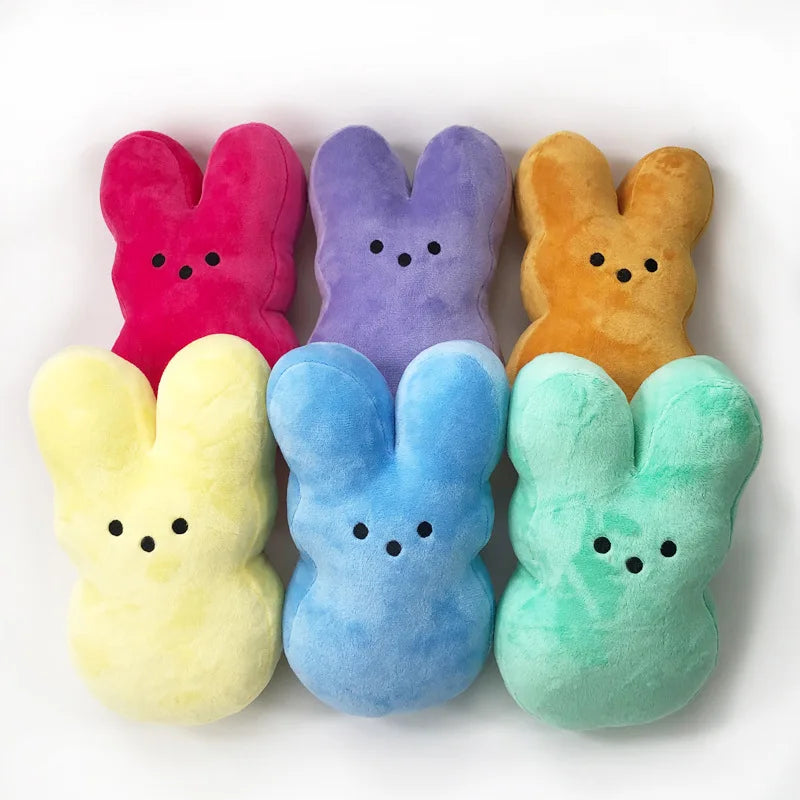 15cm Peep Bunny Plush Toy – Soft Stuffed Rabbit Doll with Star Carrot for Easter & Room Decor Gift