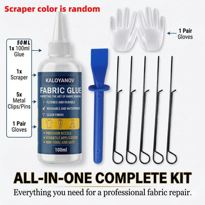 100ml Fabric Glue Set - Clear Waterproof Washable Adhesive for No-Sew Clothing and DIY Repairs