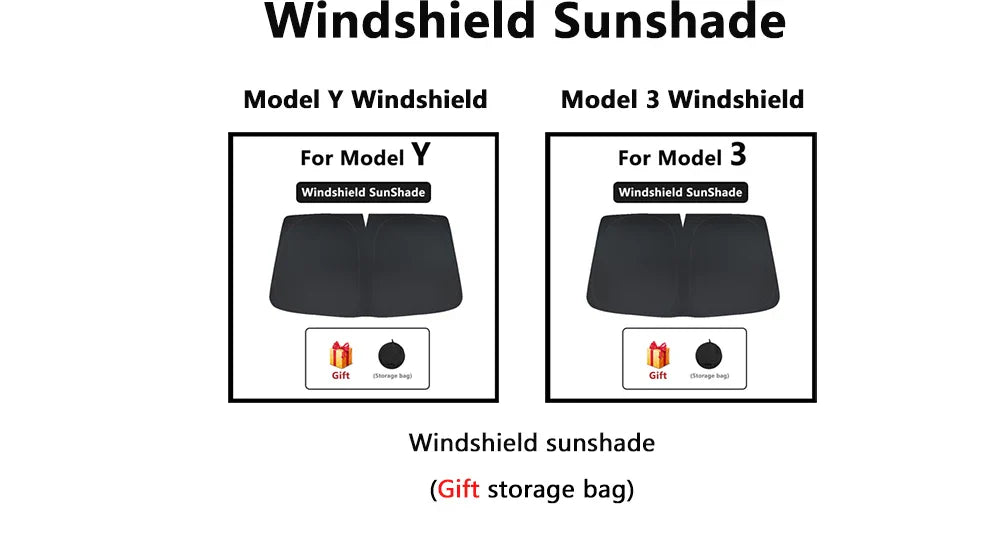 Split Sunshade for Tesla Model 3 (2017-2023) & Model Y – Front & Rear Sunroof Windshield Skylight Glass Roof Cooling Shade