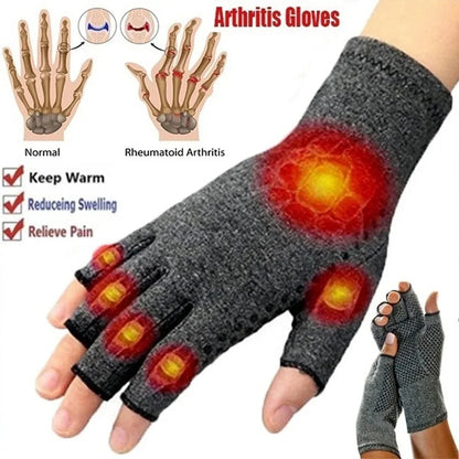 Compression Arthritis Gloves - Half Finger Wrist Support for Joint Pain Relief