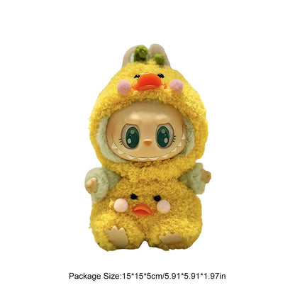 Labubu v1v2 Doll Clothes Outfit (15-17cm) – Sitting Party Bear Accessories with Scarf, Hat & Bag