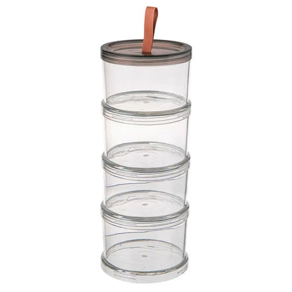 Airtight Round Spice Jars – Stackable Clear Seasoning Storage Organizer with Handle for Kitchen & Pantry