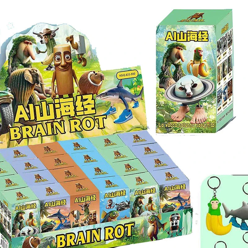 24PCS Tungtungtung Sahur Blind Box Toys — Tralala Shark, Bombardinocrocodilo Figures, Moveable Keychain Collectible Set
