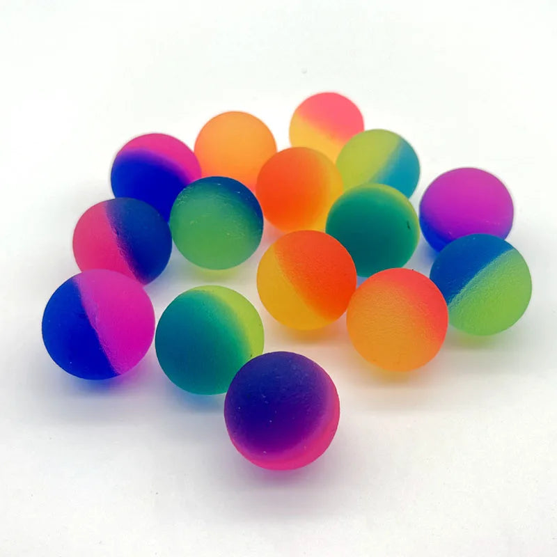 Elastic Rainbow Jump Ball – Two-Color Matte Rubber Fun Ball for Egg Twisting Machine Toy