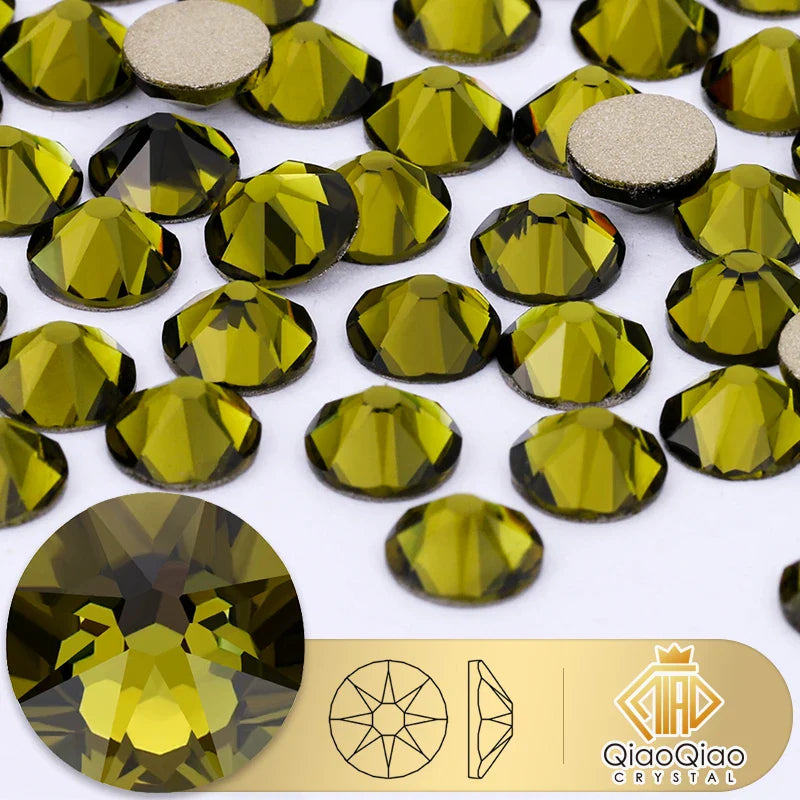 QIAO 2088 Crystal Nail Art Rhinestones — Flat Back Non-Hotfix Strass for DIY Nail Decorations (8 Big + 8 Small)