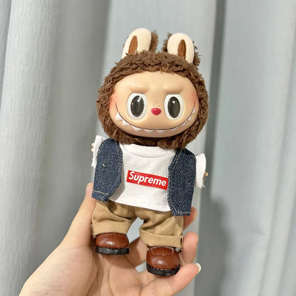 17cm Lovely Labubu Doll Clothes - First & Second Generation Supreme Clothing Set, Multi-Color Outfits