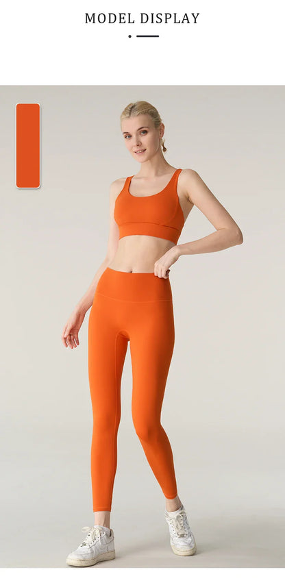 2-Piece Women’s Yoga Tracksuit – Athletic Pilates Fitness Set with Push-Up Sports Bra & Leggings for Gym Workouts
