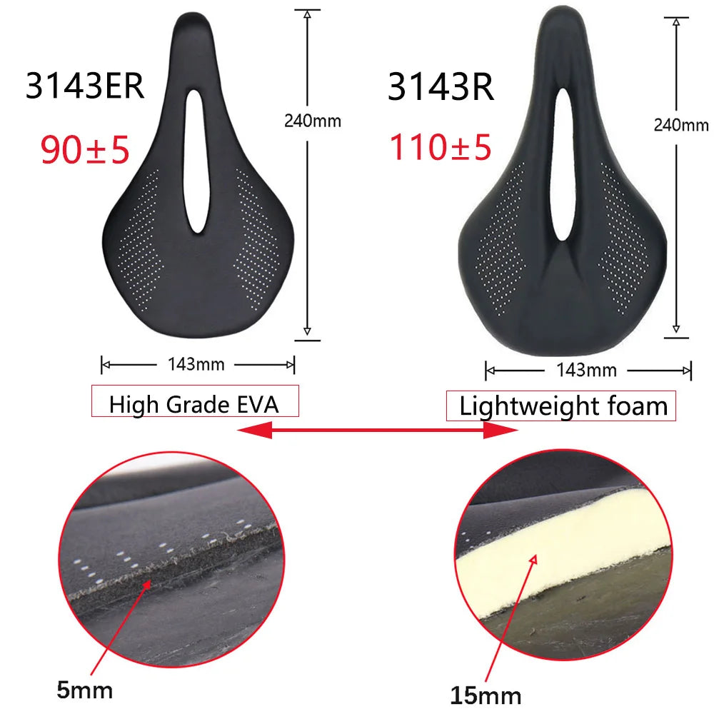 89g EVA Carbon Bike Saddle - Comfortable Ultra-Light MTB Saddle, 7x7mm Racing Bicycle Seat, 240x143mm for Easy Installation
