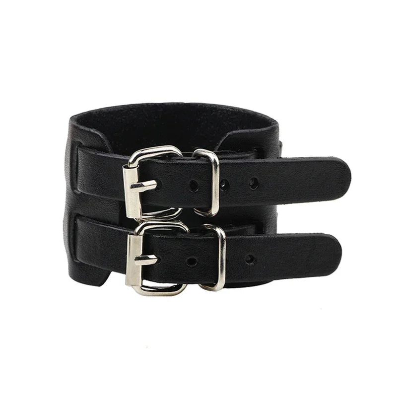 Punk Rock Hip Hop PU Leather Bracelet – Unisex Skull, Pentagram & Rivet Chain Bracelet, Trendy Party Jewelry Accessory