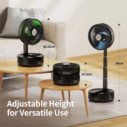 Socool 20000mAh Portable Folding Fan - Rechargeable 8-Speed Oscillating Floor & Desk Fan with Remote Control