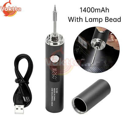 USB Rechargeable Soldering Iron Kit – Adjustable Temperature 260–420℃ Electric Welding Tool with 850mAh/1400mAh Battery Portable Soldering Pen