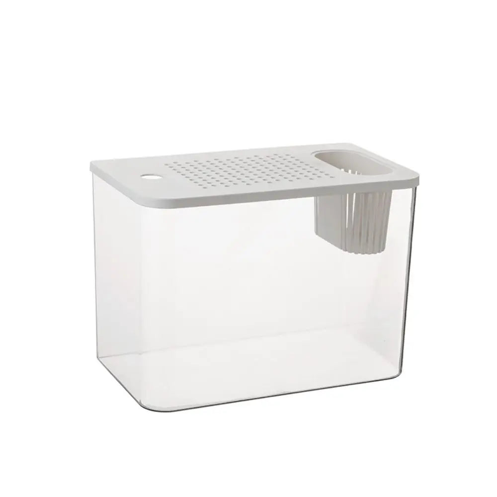PET+ABS Transparent Fish Tank with Lid – Drop-Resistant Aquarium & Hydroponic Turtle Tank for Home