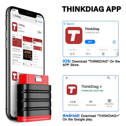 Thinkcar Thinksafe OBD2 Bluetooth Scanner – All-System Car Code Reader with 5 Reset Functions