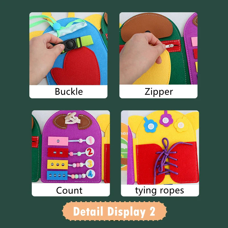 Montessori Busy Book for Kids – Color, Shape & Animal Cognition, Early Education Giraffe Quiet Book, Fine Motor Skills Toy
