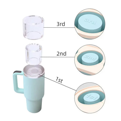 3-Grid Silicone Ice Cube Tray for Stanley 30/40 oz Tumbler – Reusable Cylinder Ice Mold with Lid for Juice, Coffee & Drinks Storage