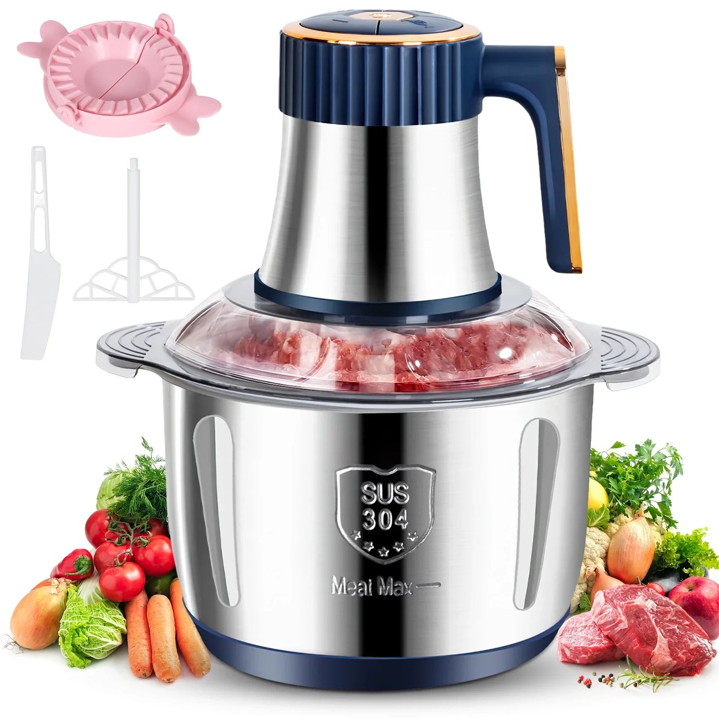 Electric Meat Grinder | 5L Food Crusher & Stainless Steel Vegetable Slicer - Multifunctional Kitchen Appliance