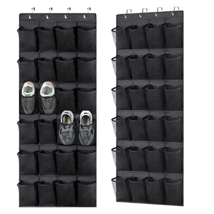 Over The Door Shoe Organizer - 14/24/40 Grid Mesh Pocket Hanging Rack for Closet Shoe Storage & Organization