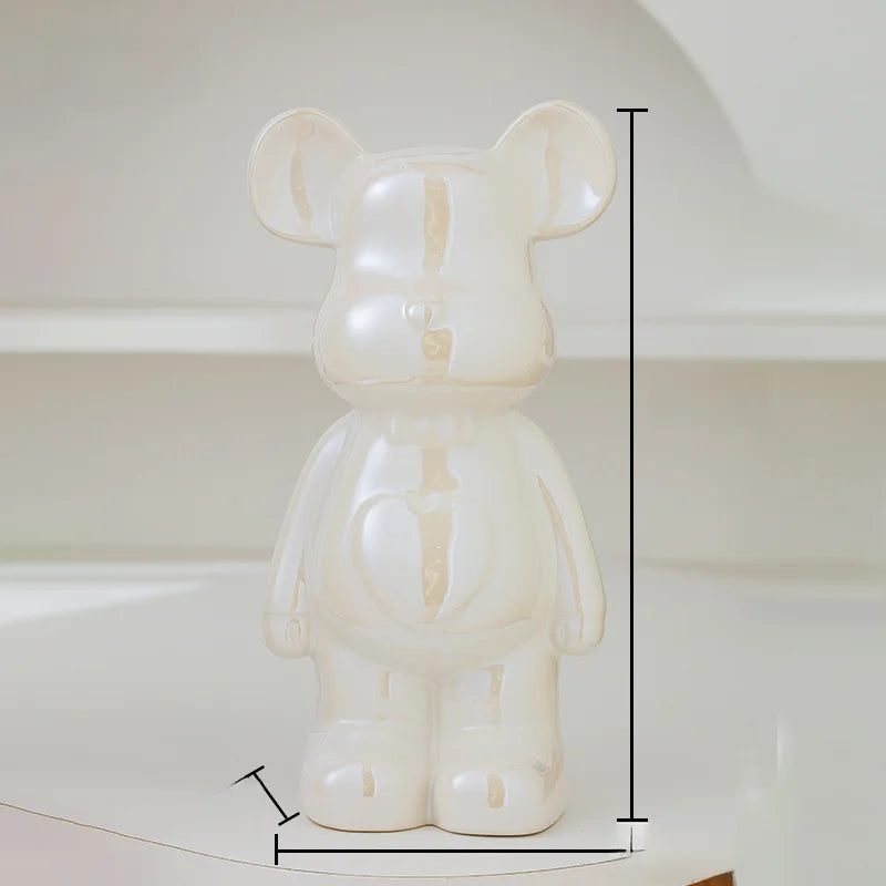 Aesthetic Ceramic Teddy Bear Statue – 17/27cm Bear Figurine Home Decor Ornament
