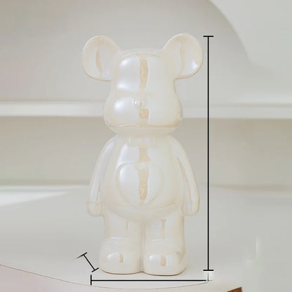 Aesthetic Ceramic Teddy Bear Statue – 17/27cm Bear Figurine Home Decor Ornament