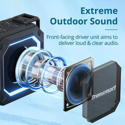 Tronsmart Groove 2 Portable Bluetooth Speaker – 5.3, True Wireless Stereo, Dual EQ Modes, IPX7 Waterproof for Shower