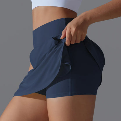 Outdoor Sports High Waist Yoga Skirt — Breathable Badminton Tennis Active Fitness Athletic Short Skirt